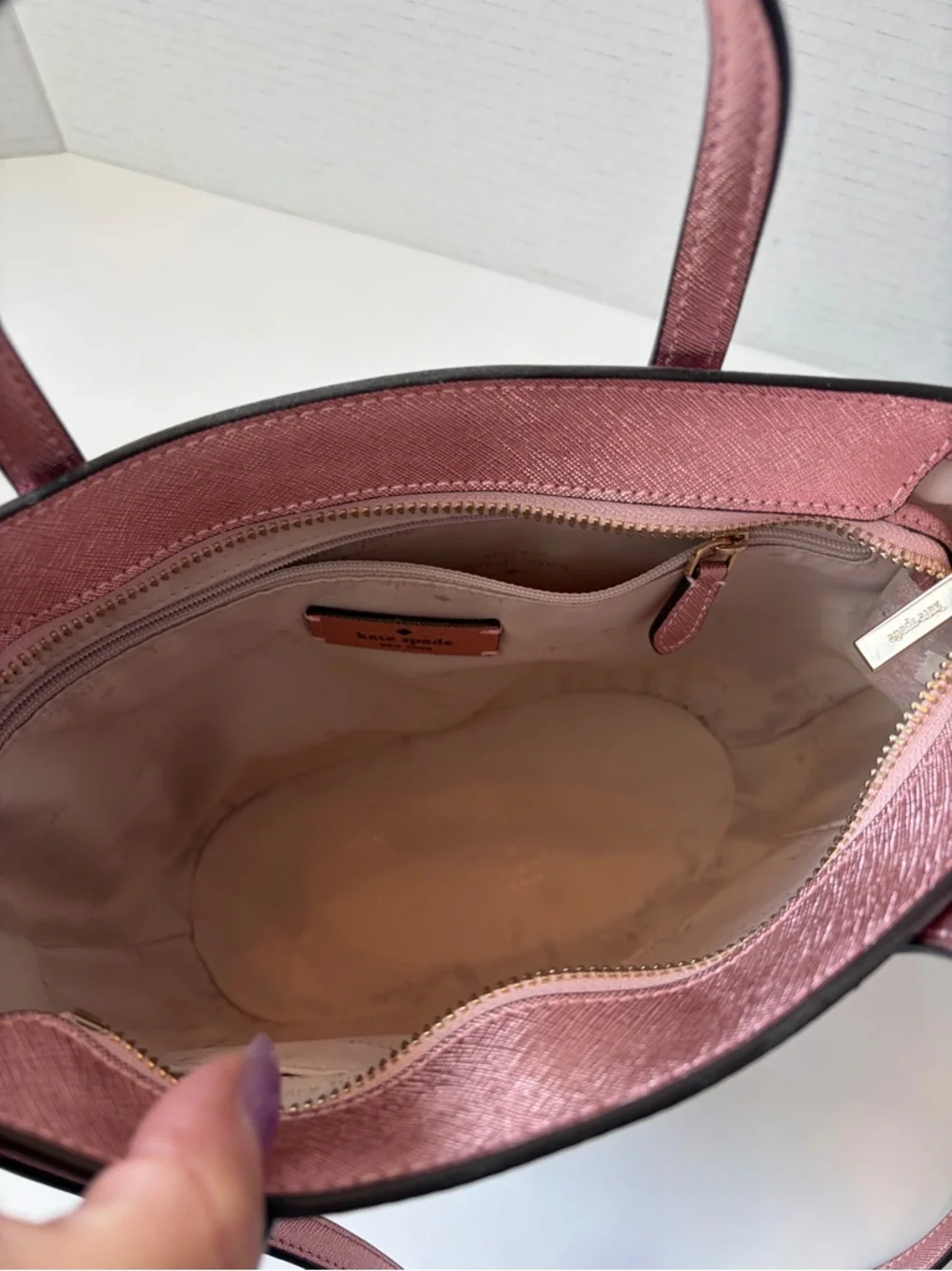 Kate Spade New York Glimmer Small Zip‎ Satchel in Mitten Pink